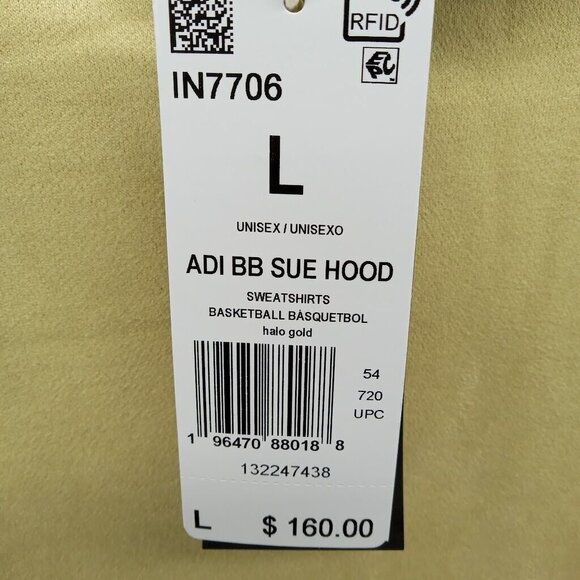 Adidas Sweatshirt Mens Large Yellow Halo Gold Sueded Hoodie Basketball Mesh Line - Picture 6 of 9